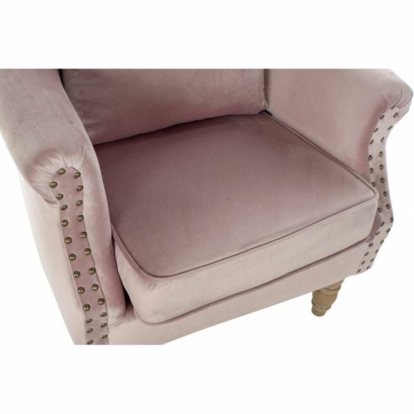 Armchair DKD Home Decor 73 x 70 x 87 cm Pink Rubber wood For Cheap