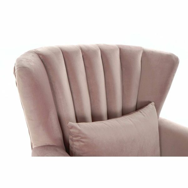 Armchair DKD Home Decor 73 x 70 x 87 cm Pink Rubber wood For Cheap